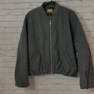 Zara Women’s ‎ Modern Charcoal Bomber Jacket XS l everyday essential | Classic
